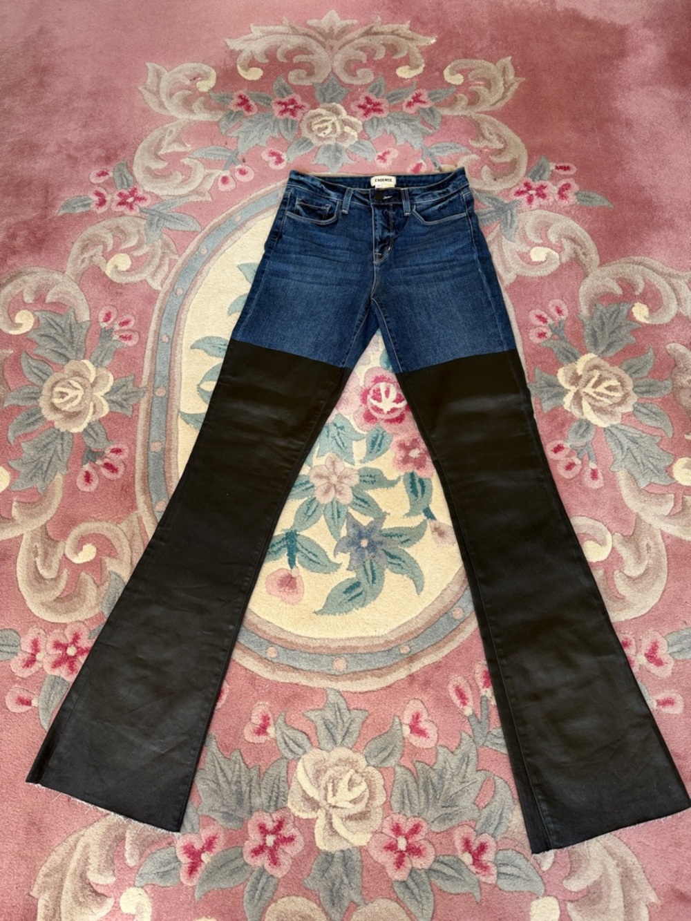 L'AGENCE Two-Tone Dark Blue and Black Flare Jeans